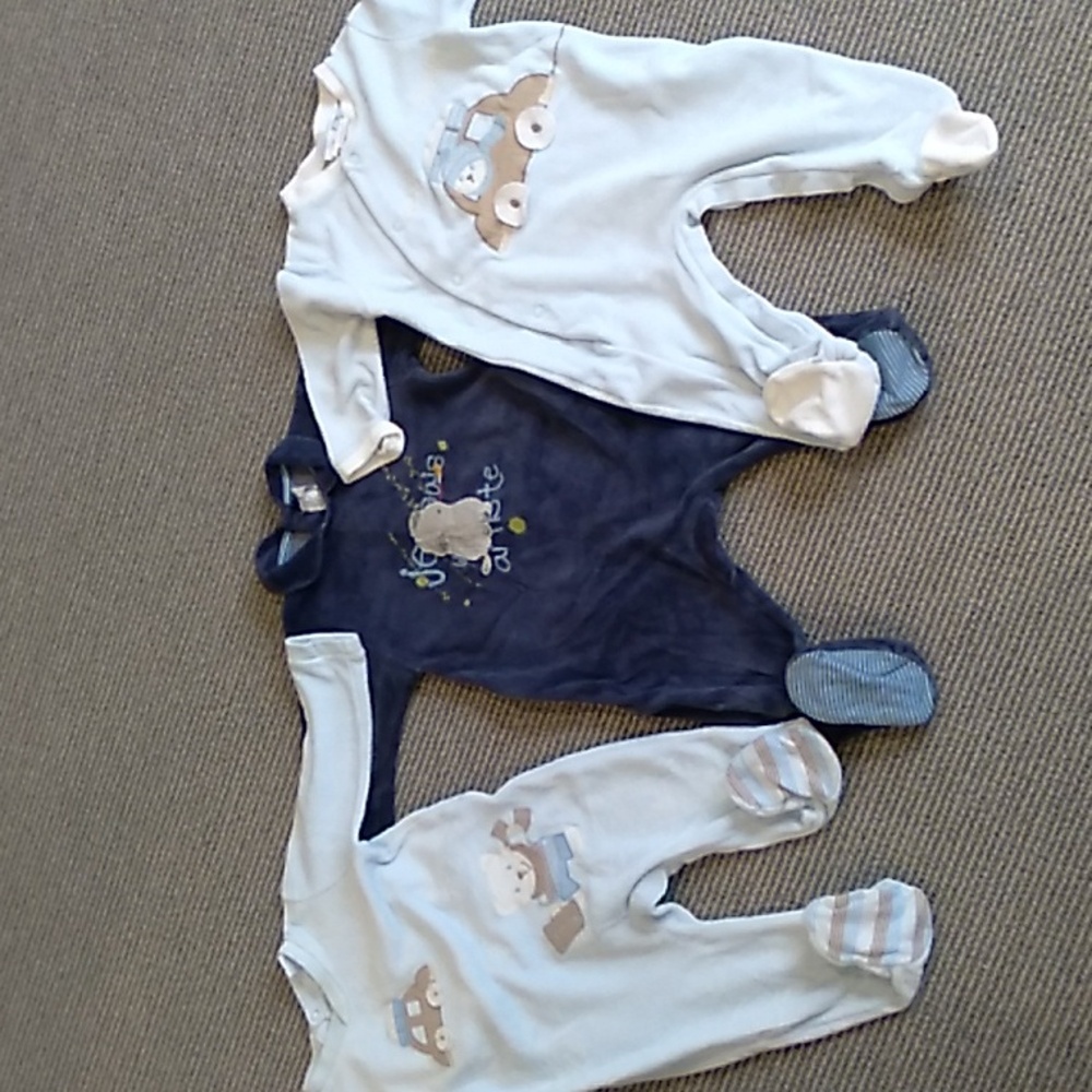 12 month baby boy velour/velvet 3 winter footie bundle 1 catimini 2 girandola